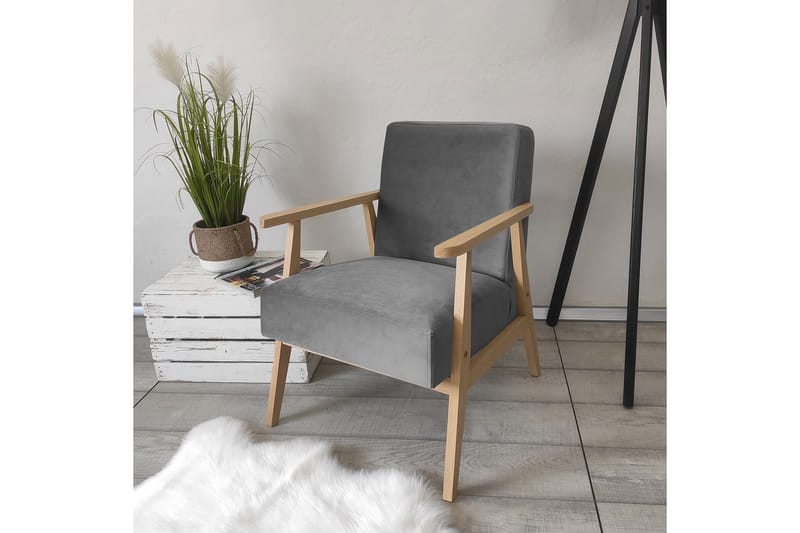 Retro Lænestol - Velour/Grå - Møbler - Stole & lænestole - Lænestole