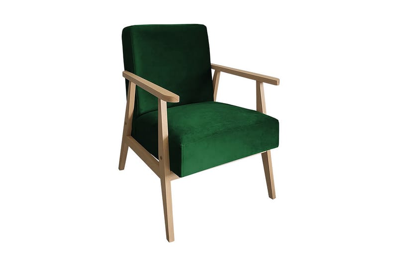 Retro Lænestol - Velour/Grøn - Lænestole