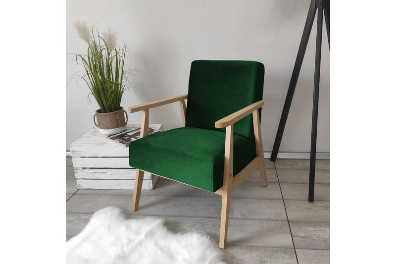 Retro Lænestol - Velour/Grøn - Møbler - Stole & lænestole - Lænestole