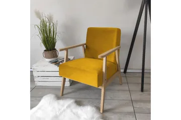 Retro Lænestol - Velour/Gul - Møbler - Stole & lænestole - Lænestole
