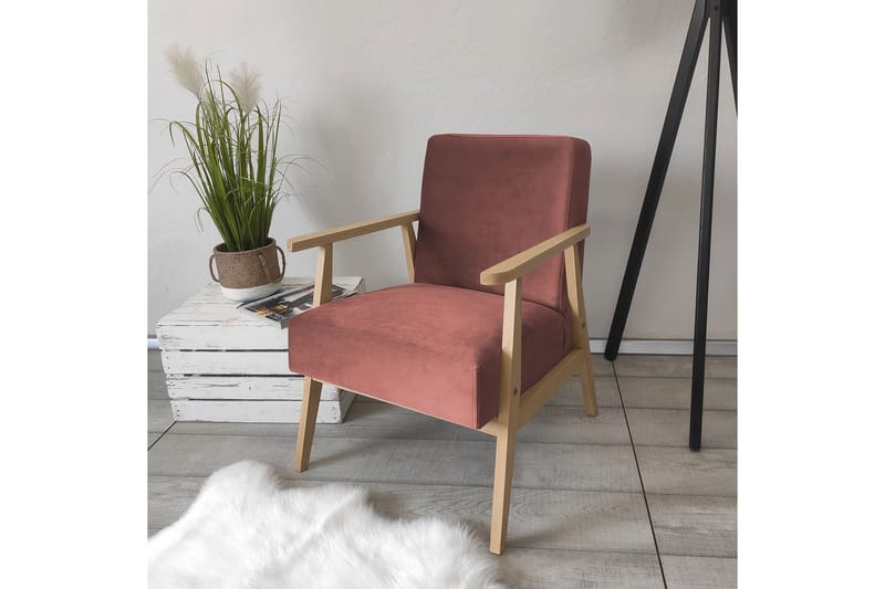 Retro Lænestol - Velour/Lyserød - Møbler - Stole & lænestole - Lænestole