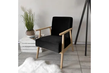 Retro Lænestol - Velour/Sort - Møbler - Stole & lænestole - Lænestole