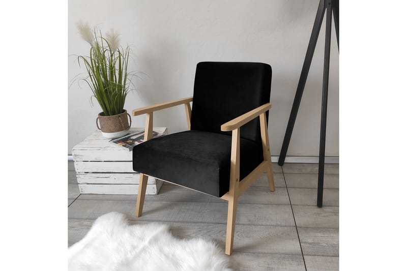 Retro Lænestol - Velour/Sort - Møbler - Stole & lænestole - Lænestole