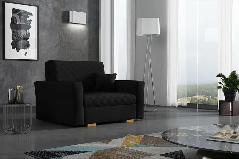 Bensbyn Sovelænestol Ternet mønster - Velour/Sort - Møbler - Stole & lænestole - Lænestole - Sengestol