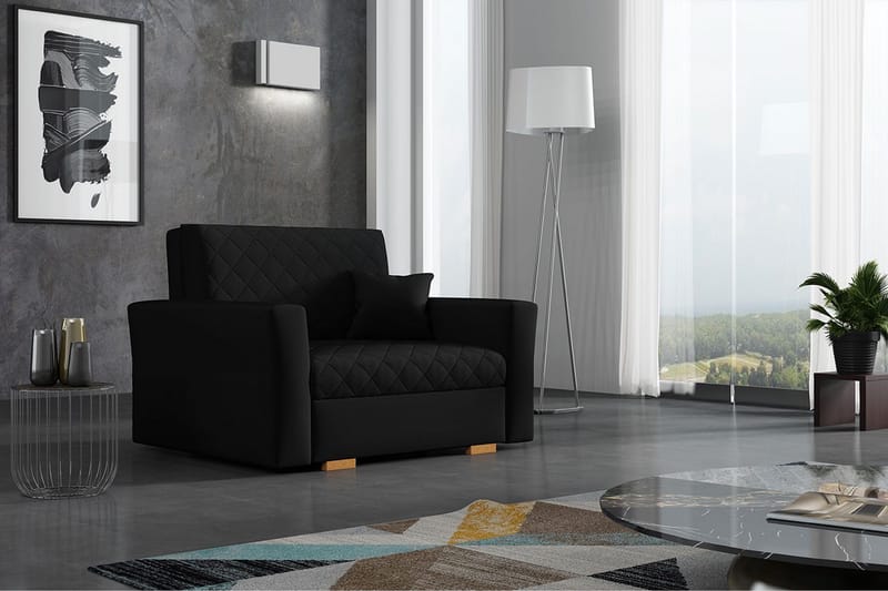 Bensbyn Sovelænestol Ternet mønster - Velour/Sort - Møbler - Stole & lænestole - Lænestole - Sengestol