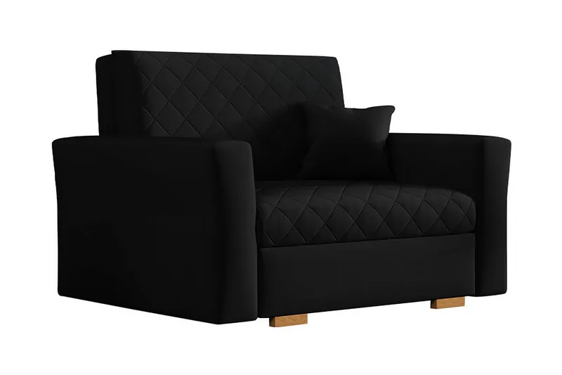 Bensbyn Sovelænestol Ternet mønster, Velour/Sort