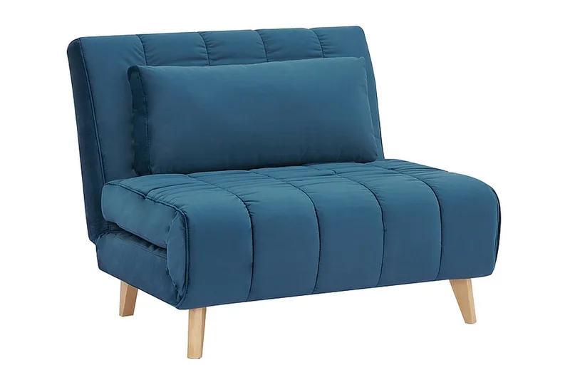 Douvrin Sovelænestol, Velour/Blå/Natur