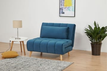 Douvrin Sovelænestol - Velour/Blå/Natur - Møbler - Stole & lænestole - Lænestole - Sengestol