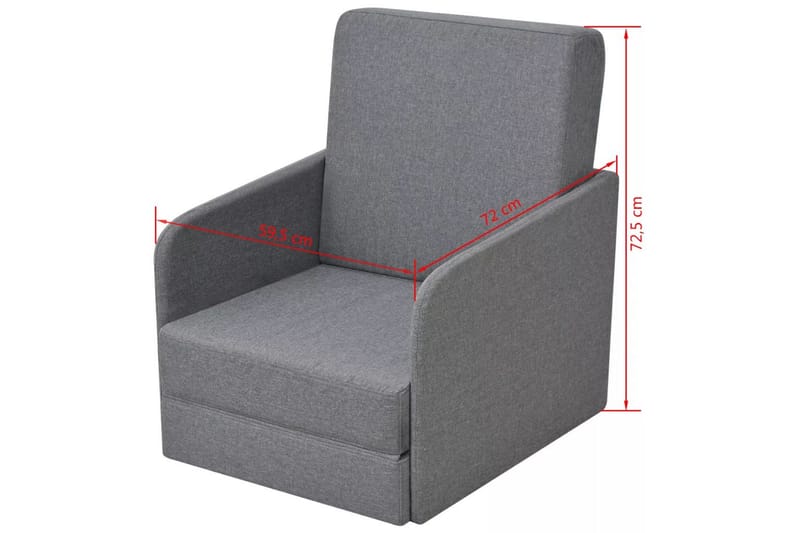 Konvertibel Sovestol Stof 59,5 X 72 X 72,5 Cm Lysegrå - Grå - Møbler - Stole & lænestole - Lænestole - Sengestol