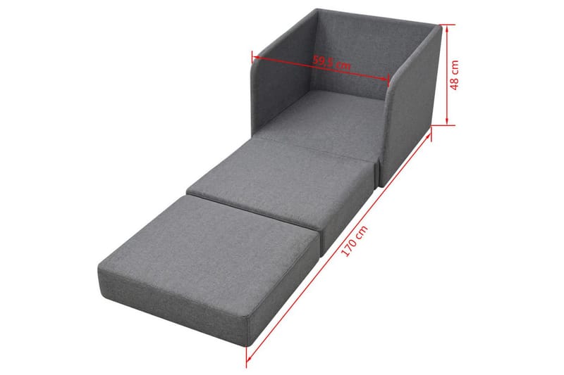 Konvertibel Sovestol Stof 59,5 X 72 X 72,5 Cm Lysegrå - Grå - Møbler - Stole & lænestole - Lænestole - Sengestol