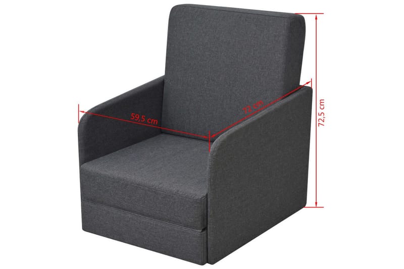 Konvertibel Sovestol Stof 59,5 X 72 X 72,5 Cm Mørkegrå - Grå - Møbler - Stole & lænestole - Lænestole - Sengestol