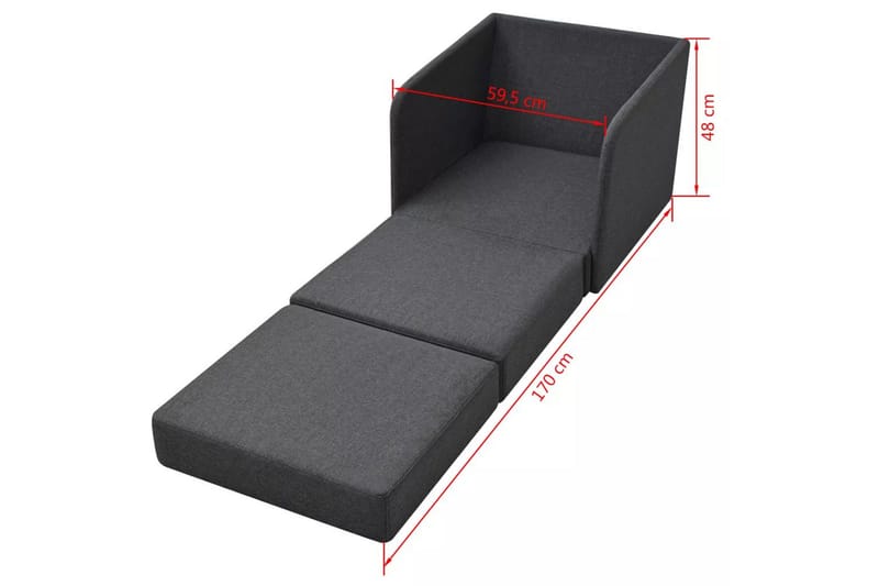 Konvertibel Sovestol Stof 59,5 X 72 X 72,5 Cm Mørkegrå - Grå - Møbler - Stole & lænestole - Lænestole - Sengestol