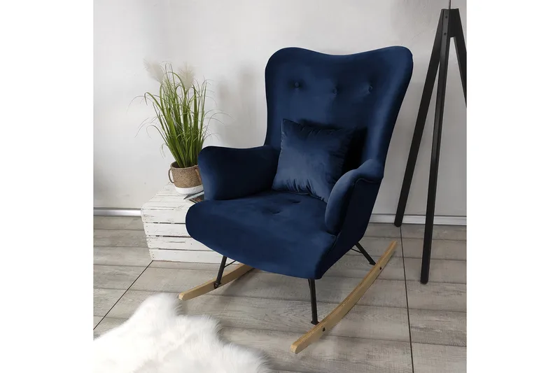 Skandynawski Lænestol - Velour/Blå - Møbler - Stole & lænestole - Lænestole