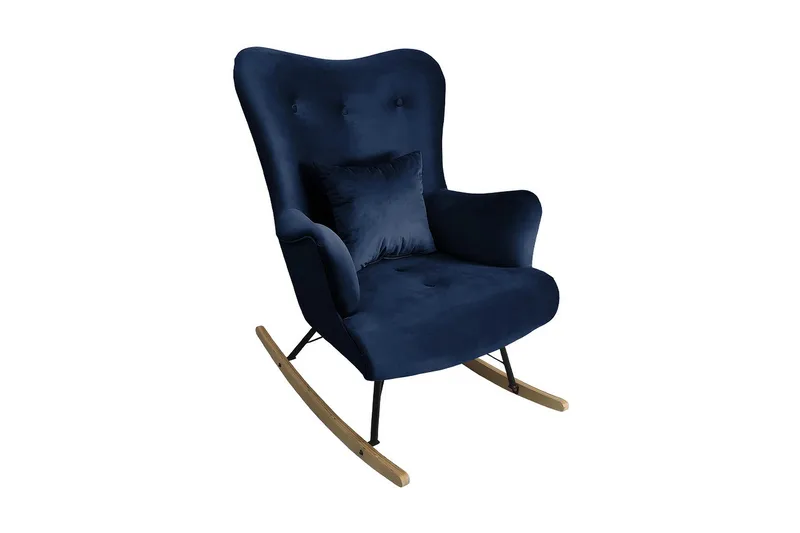 Skandynawski Lænestol, Velour/Blå