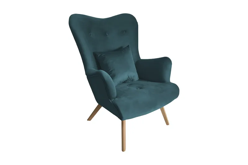 Skandynawski Lænestol - Velour/Blå - Møbler - Stole & lænestole - Lænestole