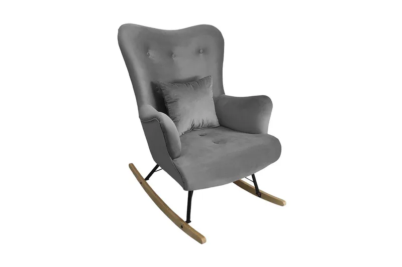 Skandynawski Lænestol, Velour/Grå