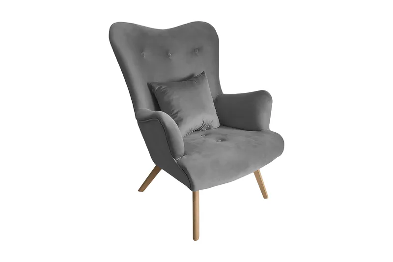 Skandynawski Lænestol - Velour/Grå - Møbler - Stole & lænestole - Lænestole