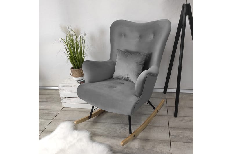 Skandynawski Lænestol - Velour/Grå - Møbler - Stole & lænestole - Lænestole