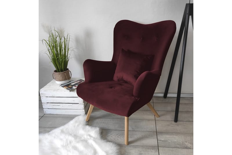 Skandynawski Lænestol - Velour/Lilla/Rød - Møbler - Stole & lænestole - Lænestole