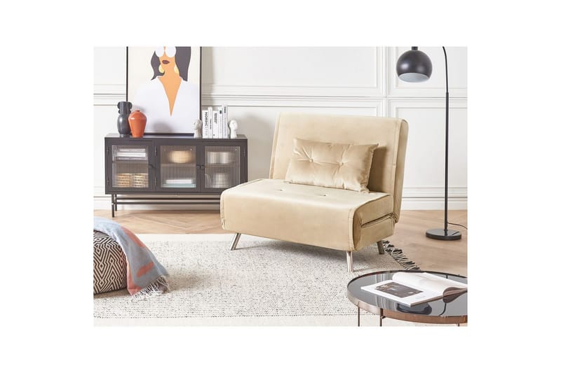Sovesofa Farris - Beige, sølv - Møbler - Stole & lænestole - Lænestole - Sengestol