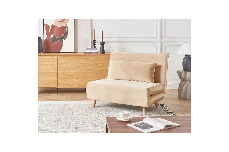 Sovesofa Setten - Beige, lyst træ - Møbler - Stole & lænestole - Lænestole - Sengestol