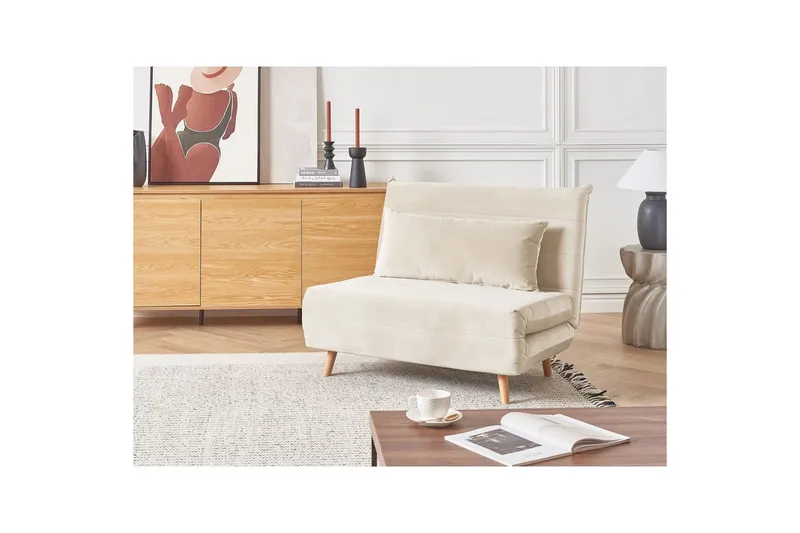 Sovesofa Setten - Hvid, lyst træ - Møbler - Stole & lænestole - Lænestole - Sengestol