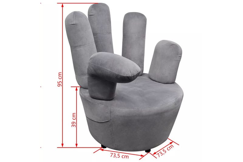 Stol Håndformet Fløjl Grå - Grå - Lænestole
