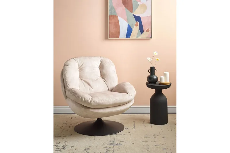 Svingbar lænestol Nolvik - Beige, sort - Møbler - Stole & lænestole - Lænestole - Lænestol uden armlæn