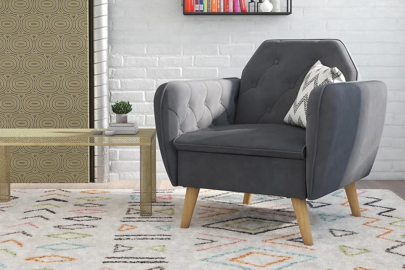 Teresa Lænestol Grå/Velour - Novogratz - Møbler - Stole & lænestole - Lænestole