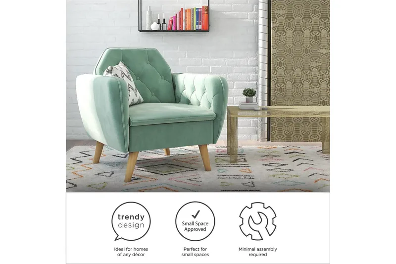 Teresa Lænestol Velour/Lysgrøn - Novogratz - Møbler - Stole & lænestole - Lænestole