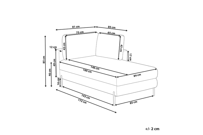 Toliman Chaiselong 172 cm Venstre - Sort/Grøn - Møbler - Stole & lænestole - Lænestole - Chaiselong lænestol & Divan lænesto