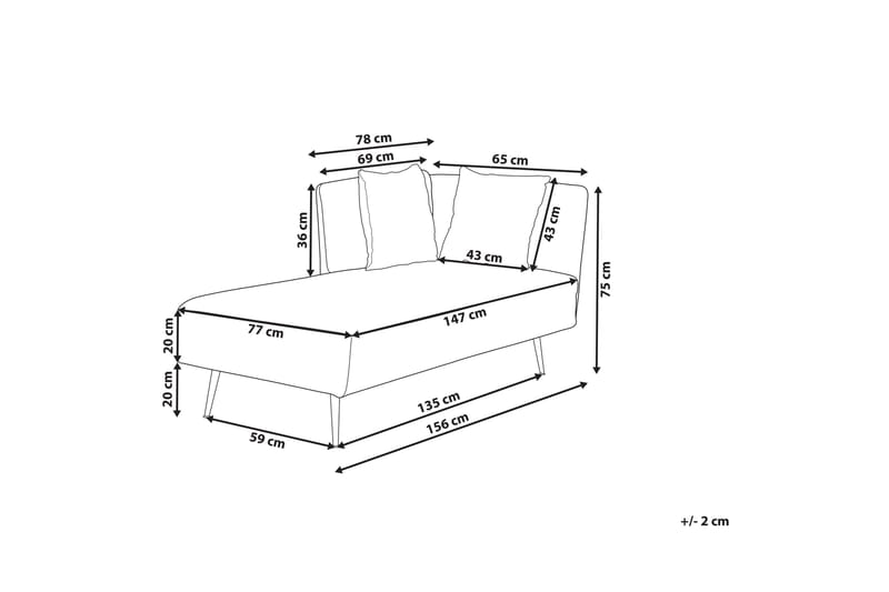 Toyoko Chaiselong 156 cm Højre - Sort/Grøn - Møbler - Stole & lænestole - Lænestole - Chaiselong lænestol & Divan lænesto