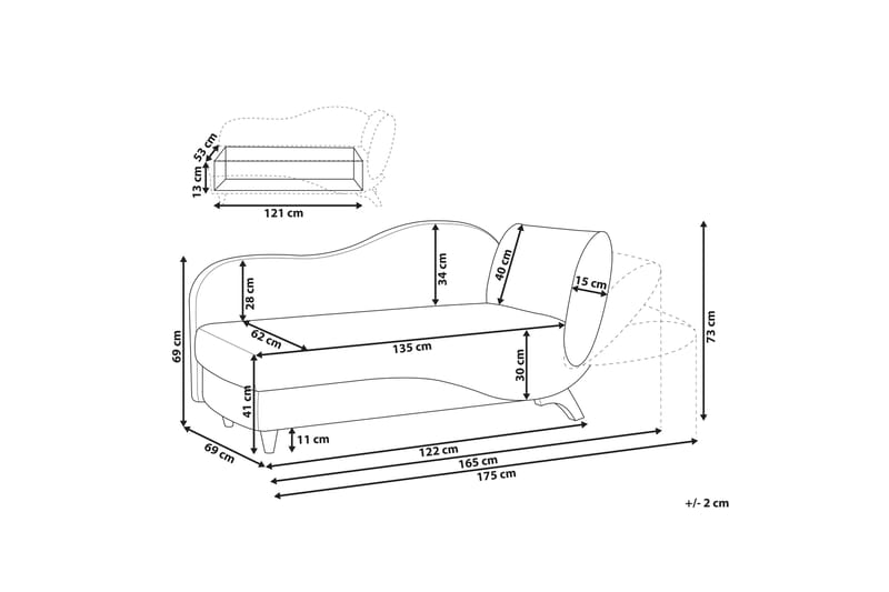 Trehan Chaiselong 157 cm Højre - Grøn - Møbler - Stole & lænestole - Lænestole - Chaiselong lænestol & Divan lænesto