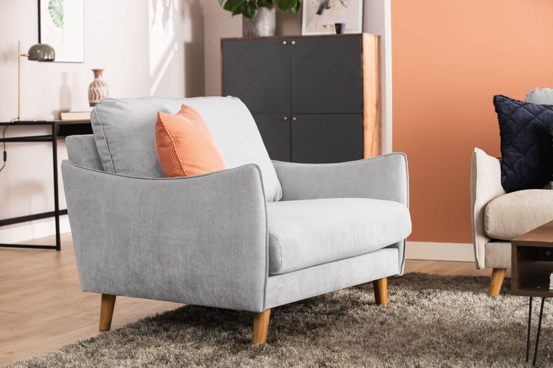 Trend Lyx Lænestol - Lysegrå/Eg - Møbler - Stole & lænestole - Lænestole