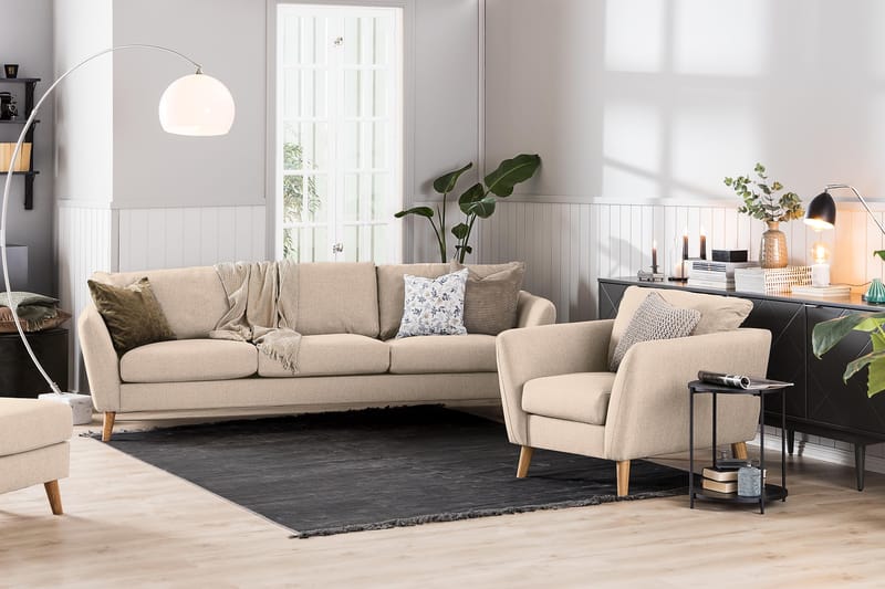 Trend Sofagruppe Lænestol med Fodskammel - Beige - Lænestole