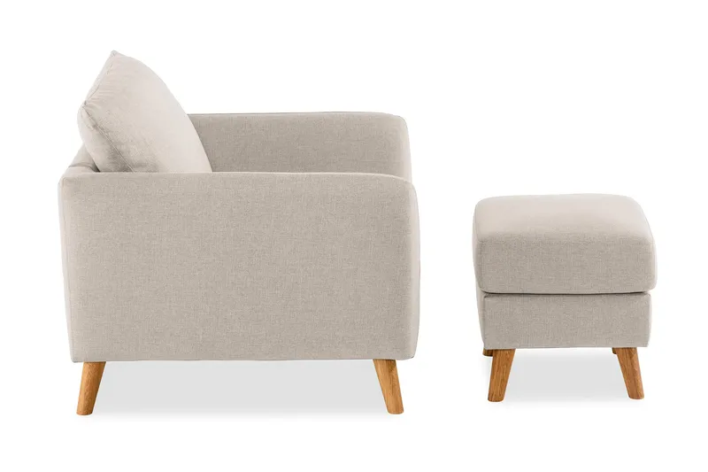 Trend Sofagruppe Lænestol med Fodskammel - Beige - Møbler - Stole & lænestole - Lænestole - Lænestol med fodskammel