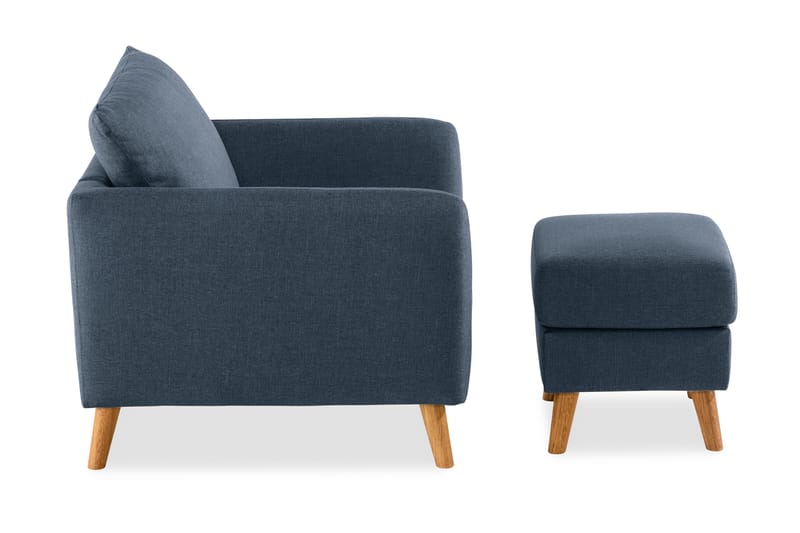 Trend Sofagruppe Lænestol med Fodskammel - Blå - Lænestole - Lænestol med fodskammel