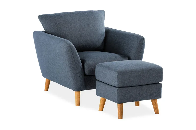 Trend Sofagruppe Lænestol med Fodskammel, Blå