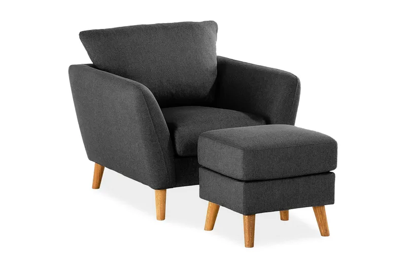 Trend Sofagruppe Lænestol med Fodskammel, Sort