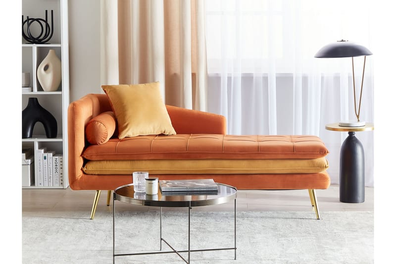 Vaklund Chaiselong 160 cm - Guld/Orange - Møbler - Stole & lænestole - Lænestole - Chaiselong lænestol & Divan lænesto