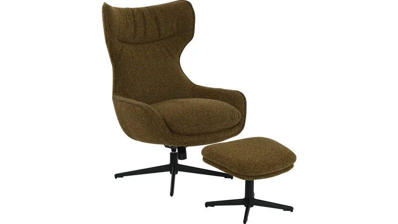 Varric lænestol med skammel, Brun