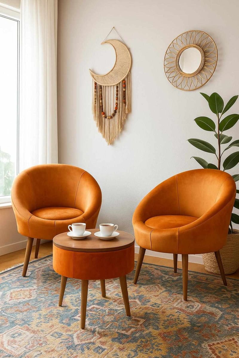 Wing Chair & Coffee Table Set (3 Pieces) Atelier Del Sofa - Møbler - Stole & lænestole - Lænestole