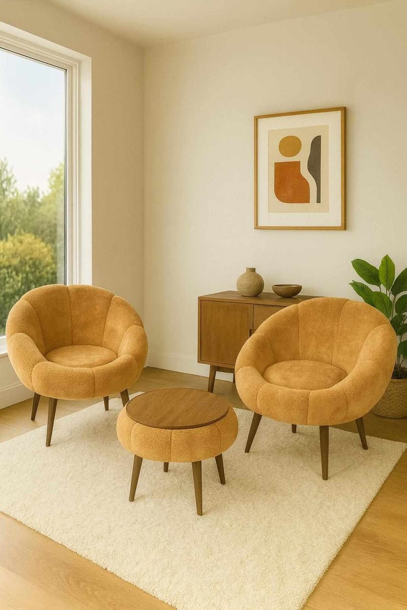 Wing Chair & Coffee Table Set (3 Pieces) Atelier Del Sofa - Møbler - Stole & lænestole - Lænestole