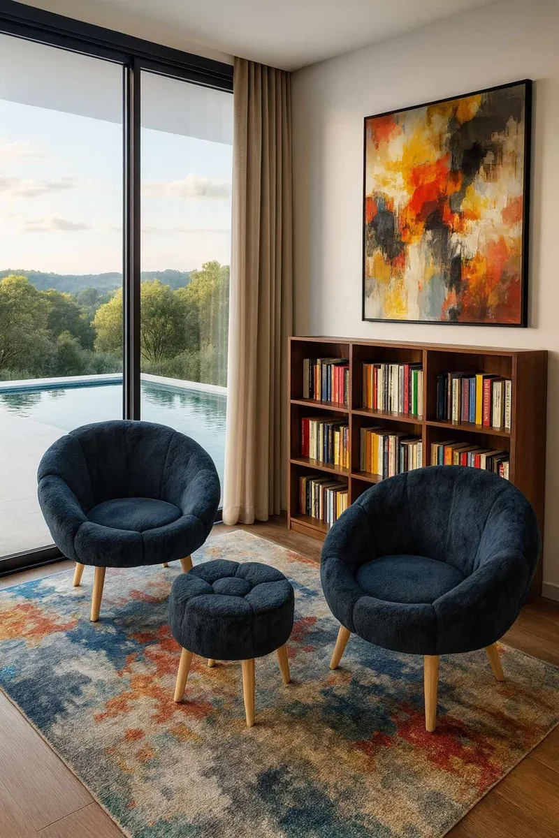 Wing Chair & Pouffe Set (3 Pieces) Atelier Del Sofa, undefined