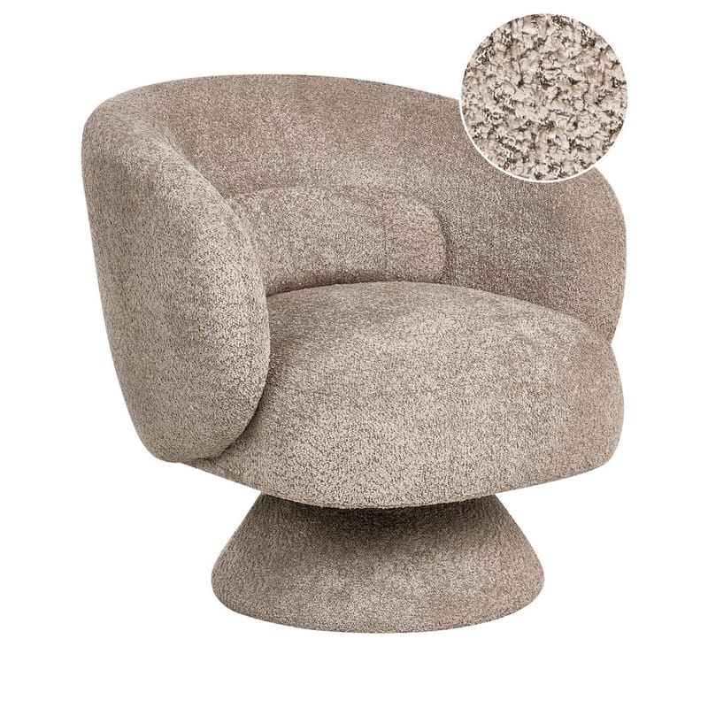 Lieksa Hyggelig Moderne Rund Lænestol i Bouclé, Taupe