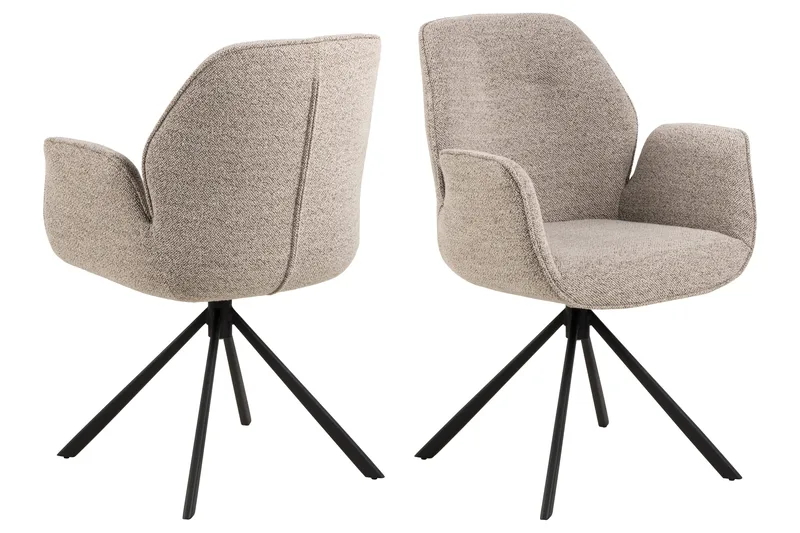 Lipie Spisebordsstol i Bouclé med Metalben, Beige