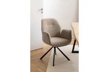 Lipie Spisebordsstol i Bouclé med Metalben - Beige - Møbler - Stole & lænestole - Spisebordsstole & køkkenstole