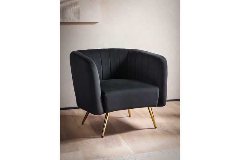 Lounge & Cocktailstol Wohnling Fløjlsbetrukne Gyldne Metalben Industriel - Møbler - Stole & lænestole - Spisebordsstole & køkkenstole