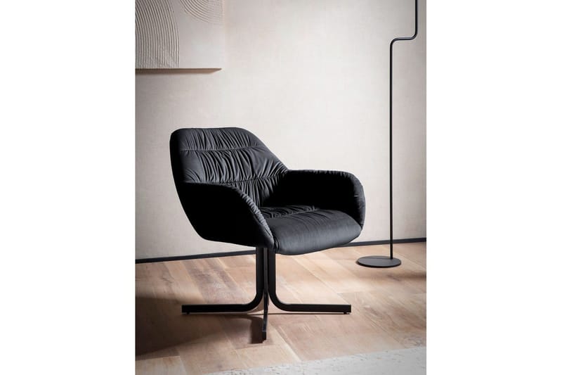 Lounge & Cocktailstol Wohnling hyggeligt fløjl polstret, med armlæn, moderne stil Sort - Sort - Møbler - Stole & lænestole - Lænestole