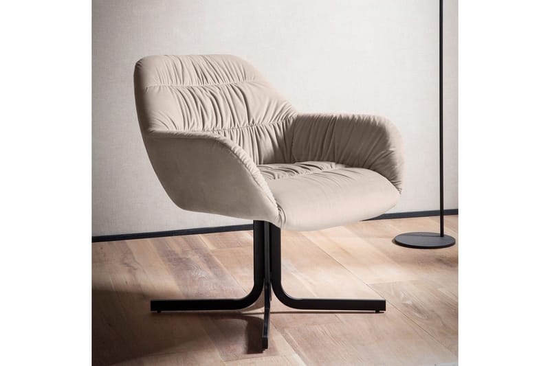 Lounge & Cocktailstol Wohnling hyggeligt fløjl polstret, med armlæn, moderne stil Beige - Beige - Møbler - Stole & lænestole - Lænestole